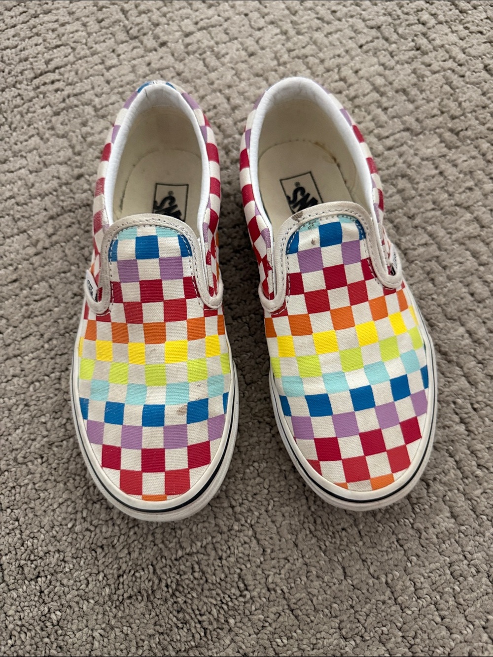 Vans Kids Rainbow Checkerboard Slip-On Sneakers